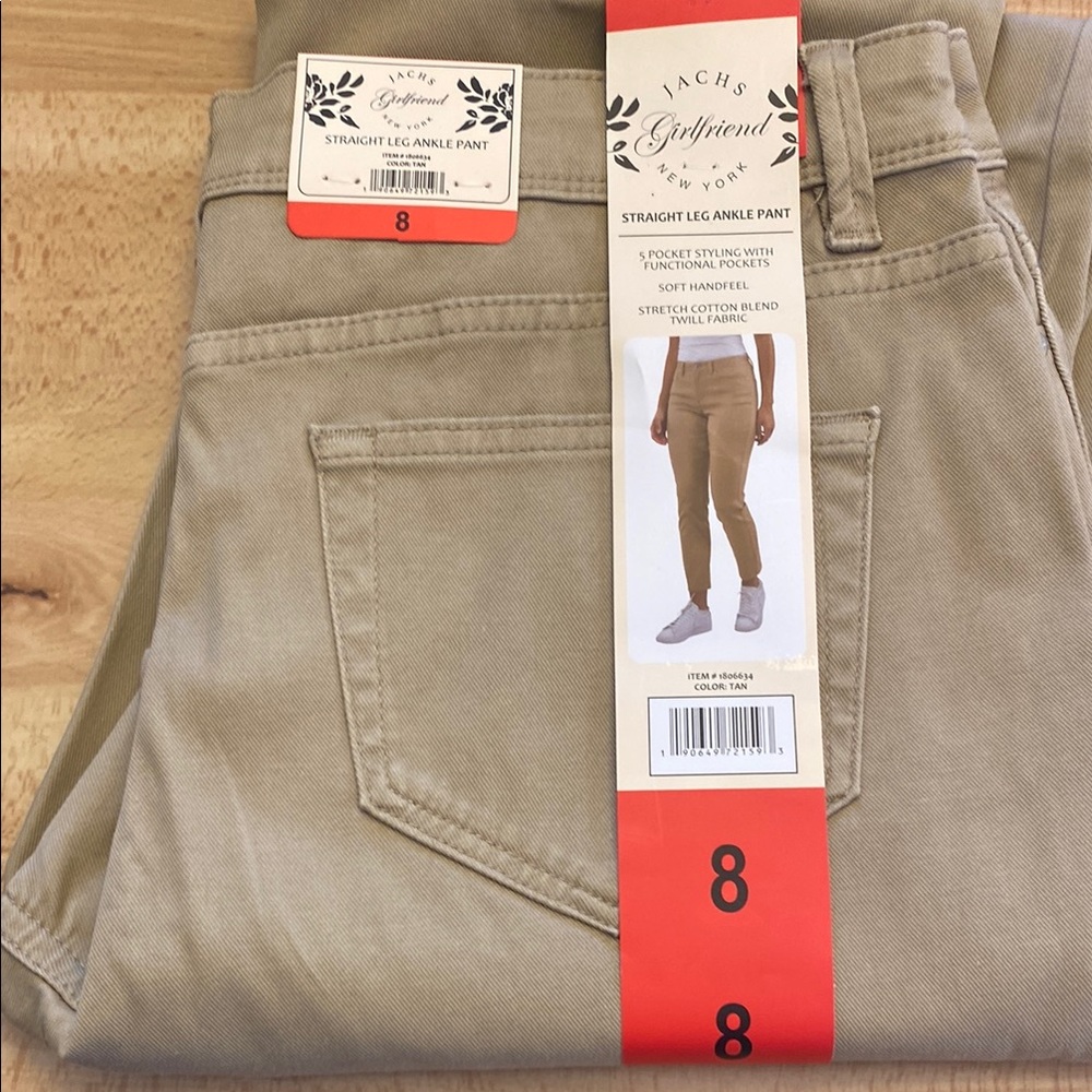 JACHS Girlfriend New York Tan Straight leg ankle pants NWT